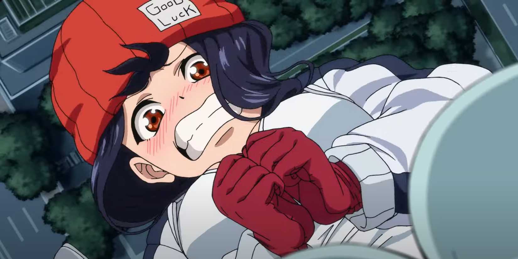 Fuuko Izumi looks scared as she falls.