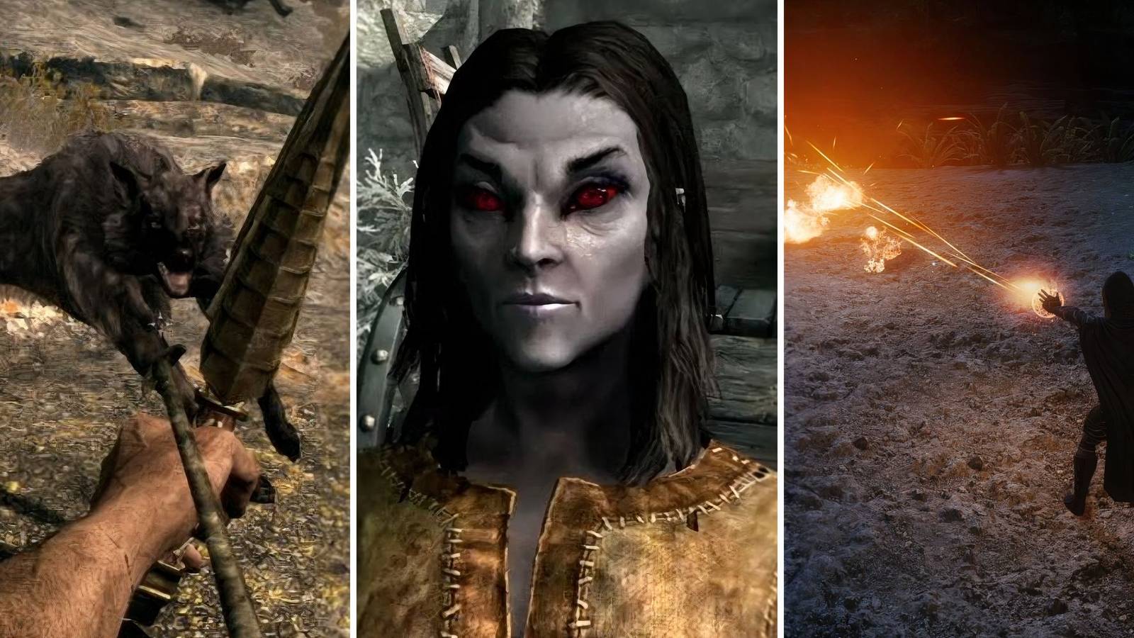 A grid of activities and a dark elf in Skyrim