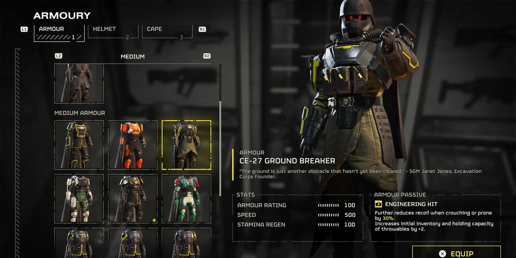 CE-27 Ground Breaker armor in Helldivers 2