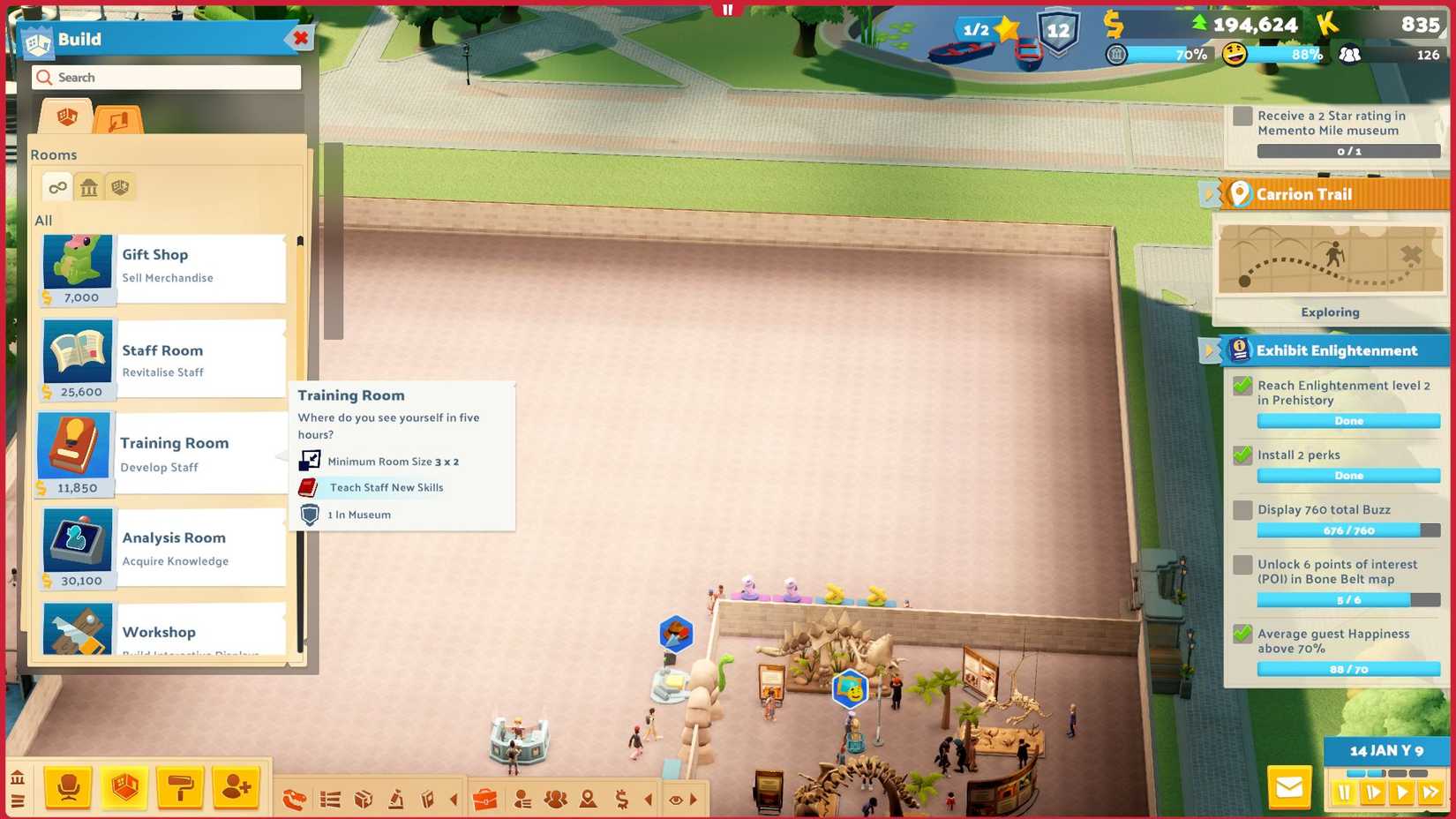 A training room option in Two Point Museum