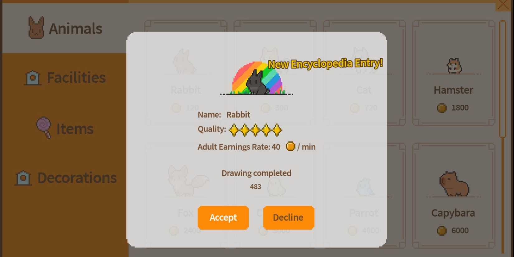 a rainbow rarity rabbit recieved from group drawing