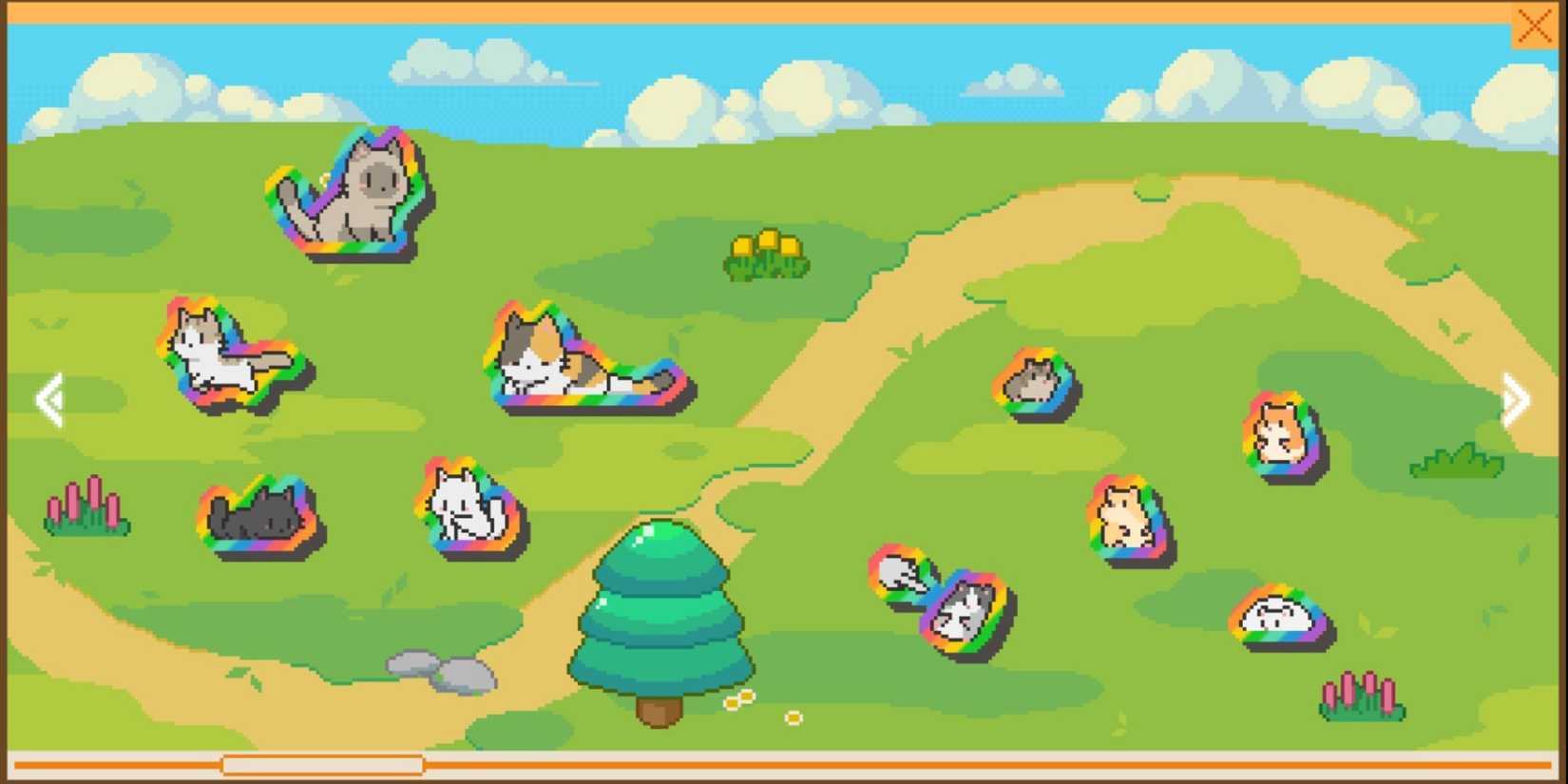 a player's logbook showing rainbow rarity cats and hamsters