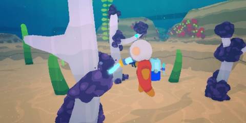 A player cleaning the ocean in Loddlenaut