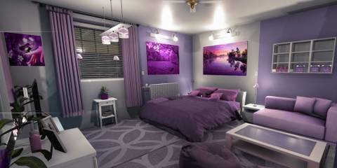 Purple Bedroom in House Flipper