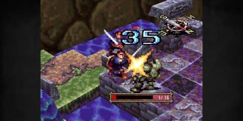 Vandal Hearts battle with a clay golem