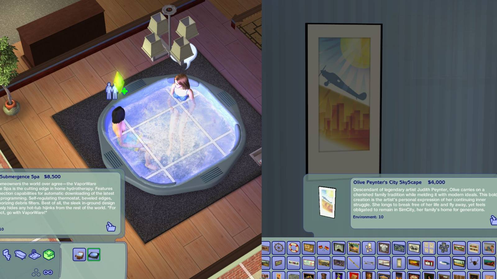 VaporWave Submergence Spa, Olive Peynter's City SkyScape in the Sims 2