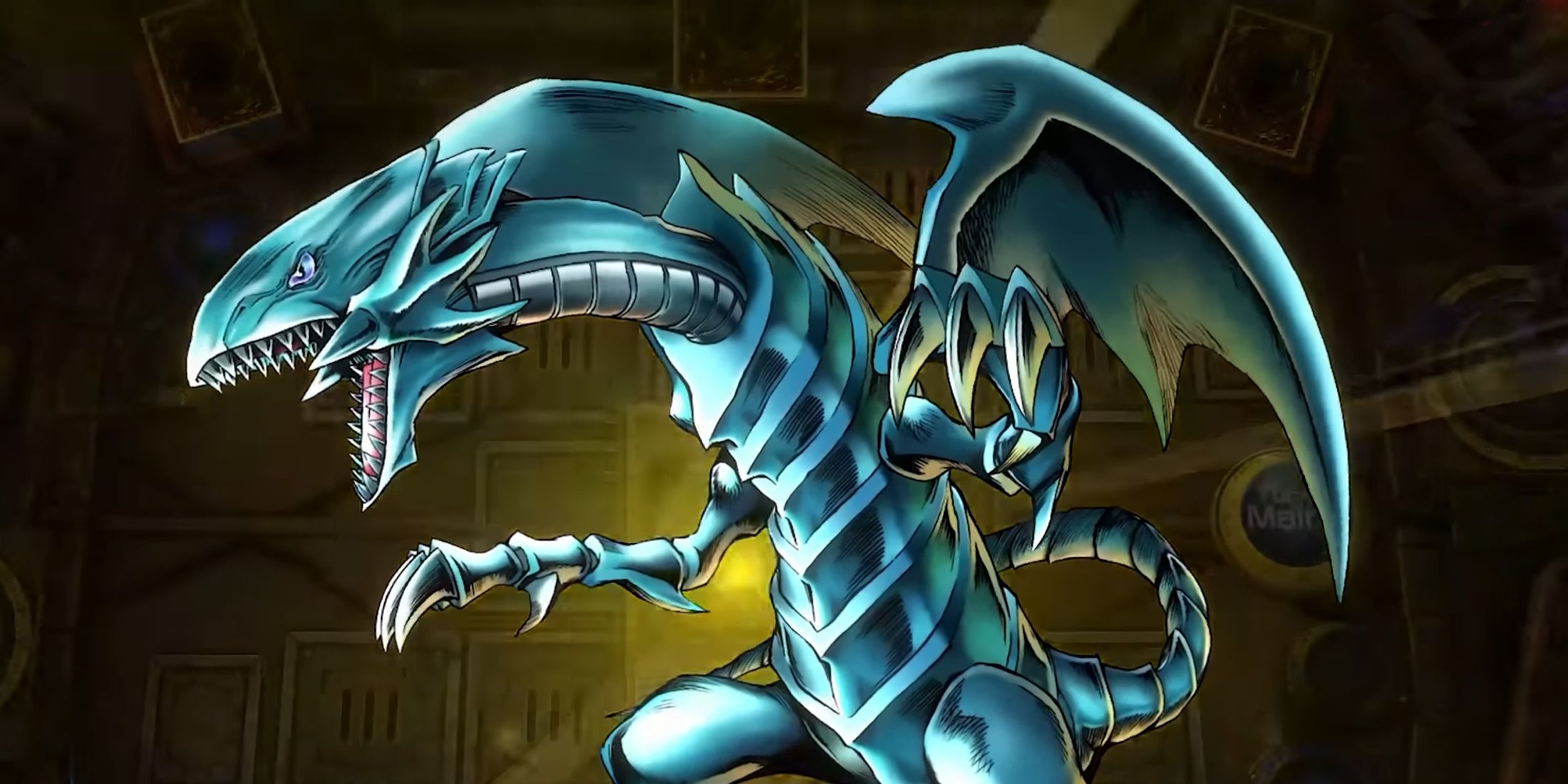 A screenshot from Yu-Gi-Oh Master Duel showing Blue-Eyes White Dragon.