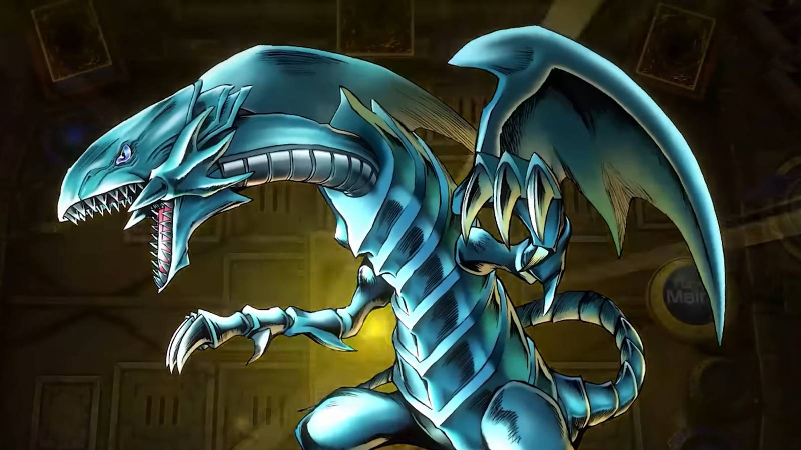 A screenshot from Yu-Gi-Oh Master Duel showing Blue-Eyes White Dragon.