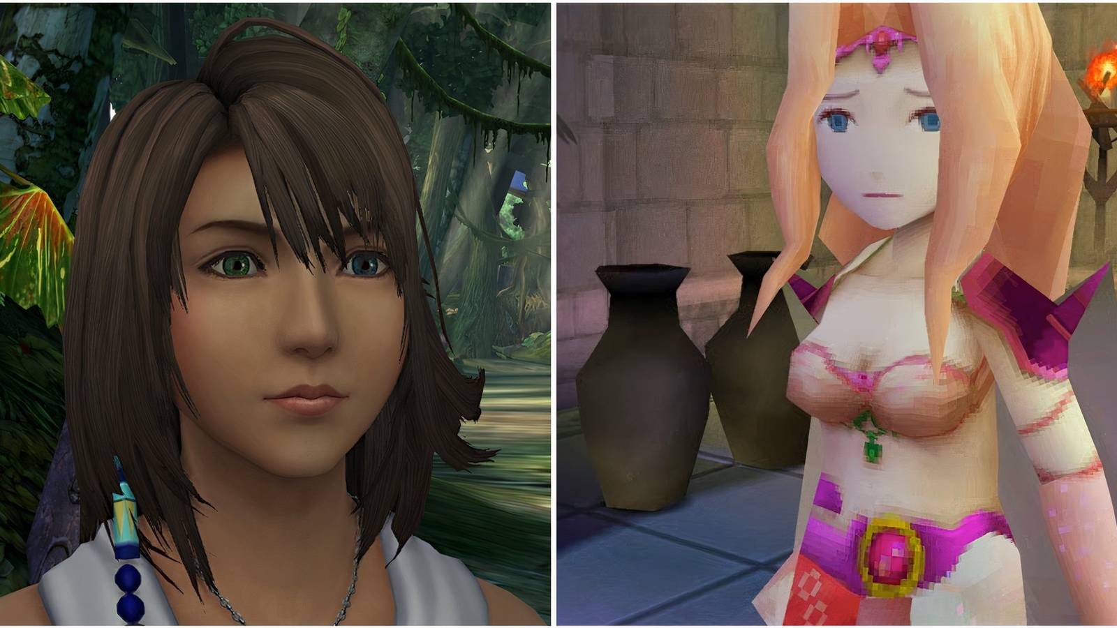 Yuna in Final Fantasy 10 and Rosa in Final Fantasy 4 (DS)
