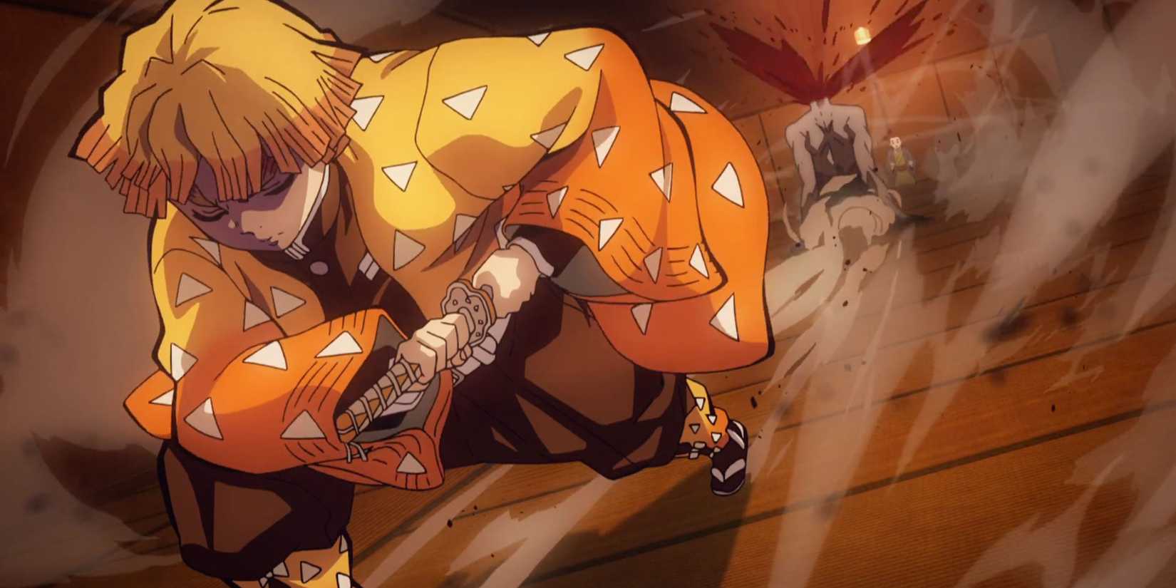 zenitsu with thunder breath in demon slayer