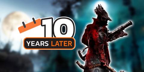 Bloodborne hunter standing next to The Best War Games logo