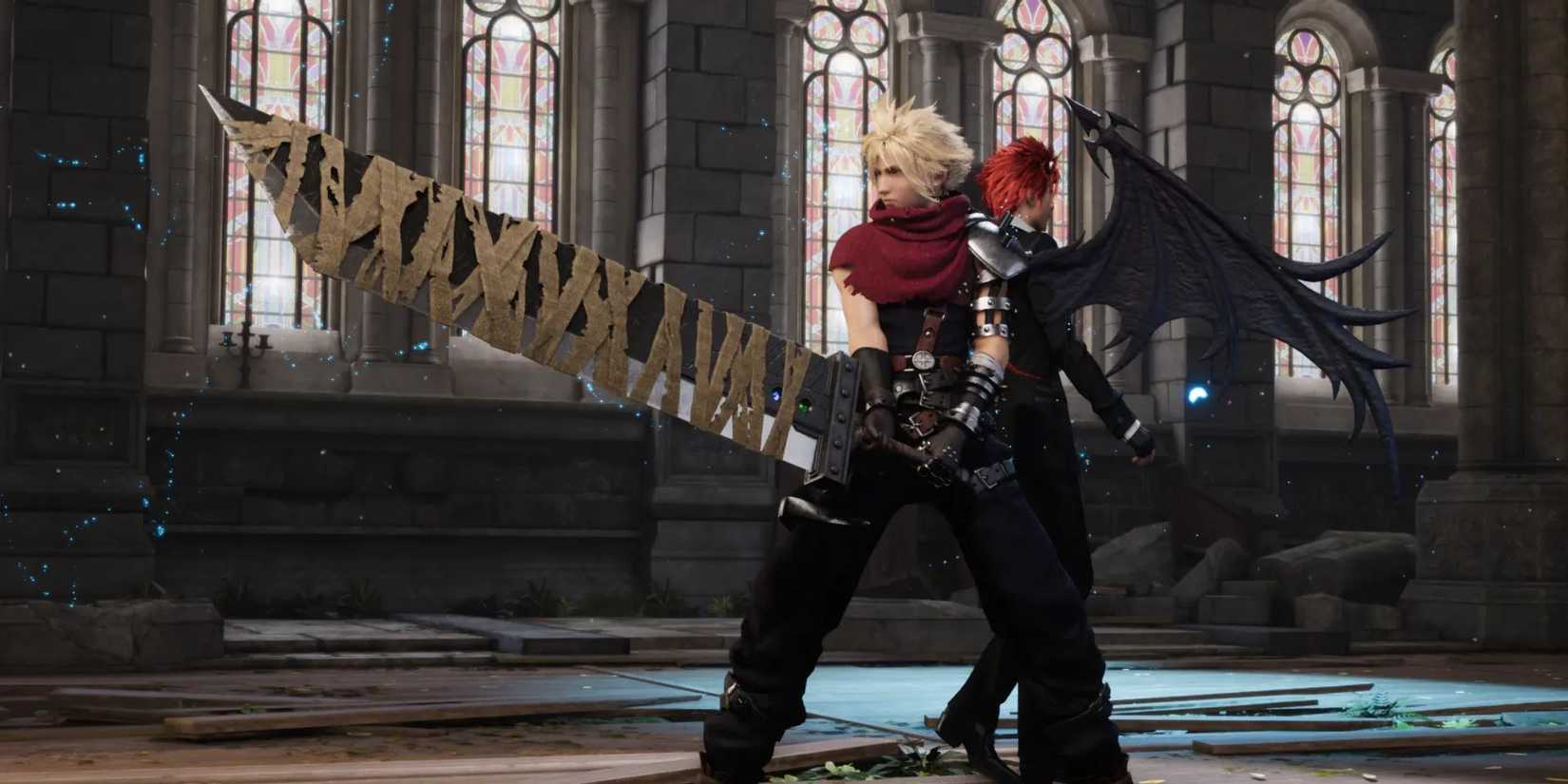 An image of Cloud in the Kingdom Hearts mod for Final Fantasy 7 remake