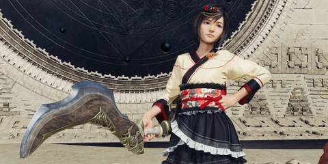 An image of Yuffie with the retexture Gold Saucer dress mod in Final Fantasy 7 Rebirth