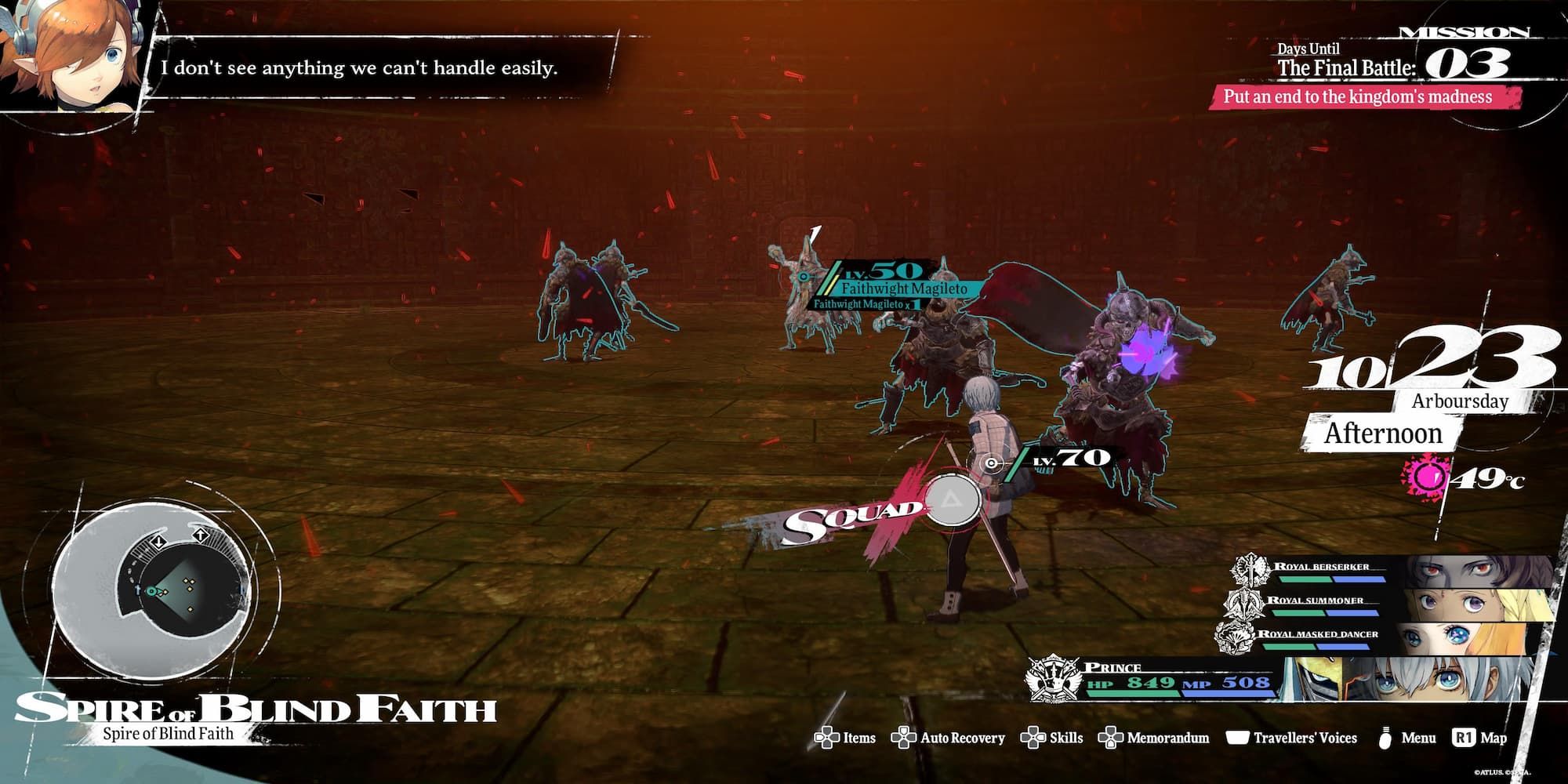 The Player Facing A Group Of Skeletons