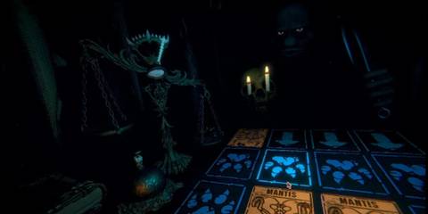 A First Person View of an Opponent Across the Table in Inscryption