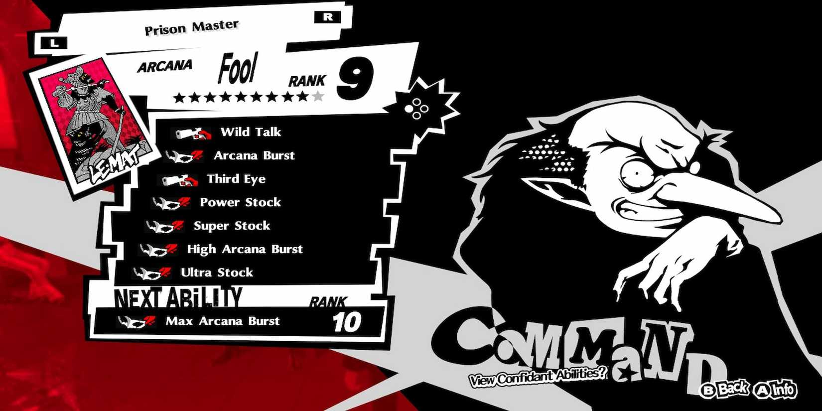 Igor's Confidant Menu 