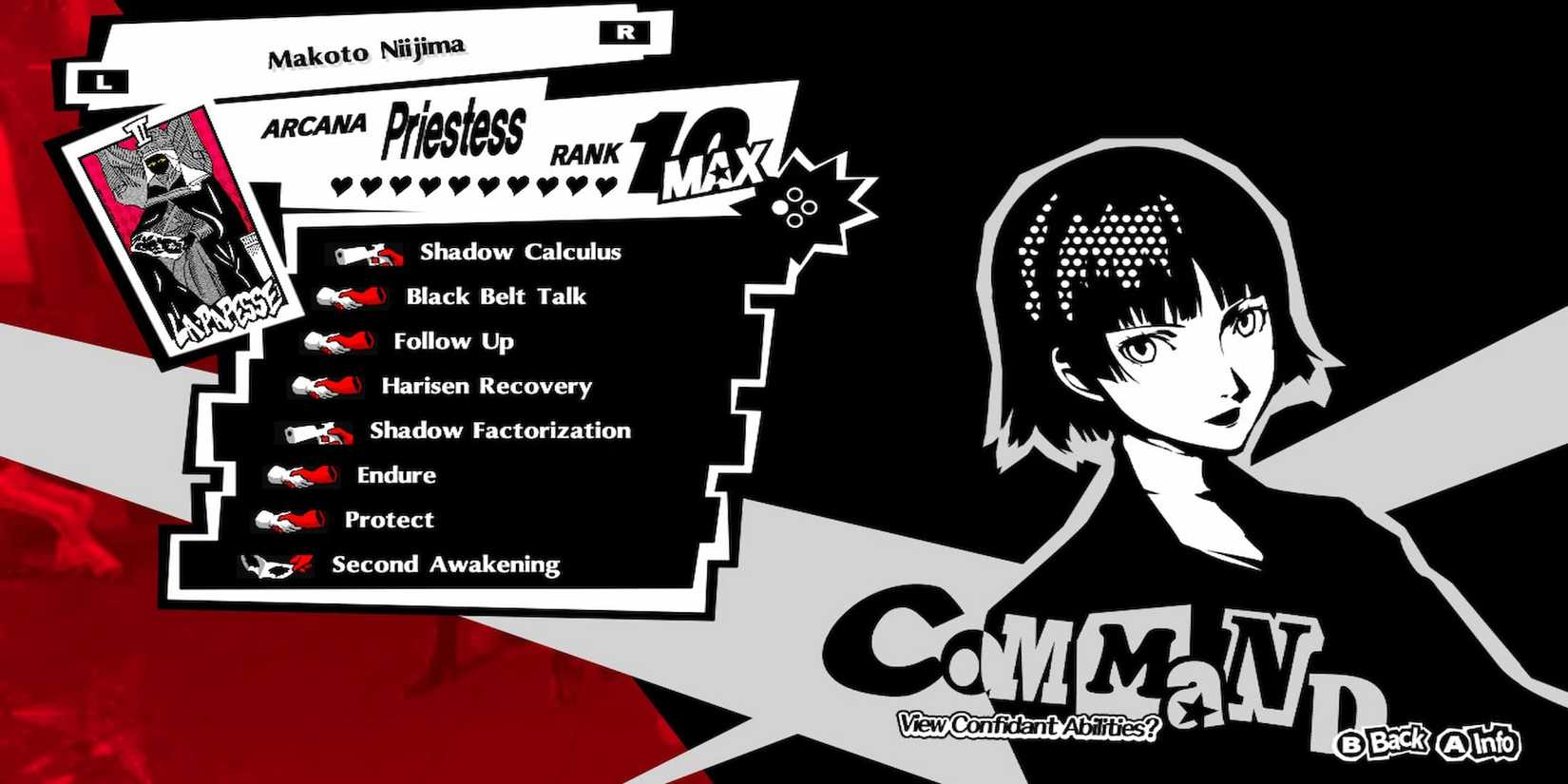 Makoto's Confidant Menu 