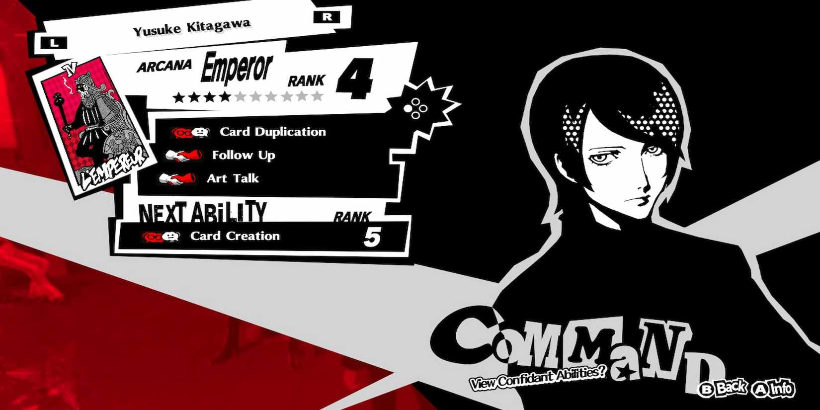 Yusuke's Confidant Menu 