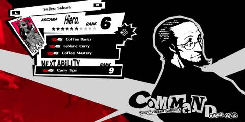 Sojiro's Confidant Menu 