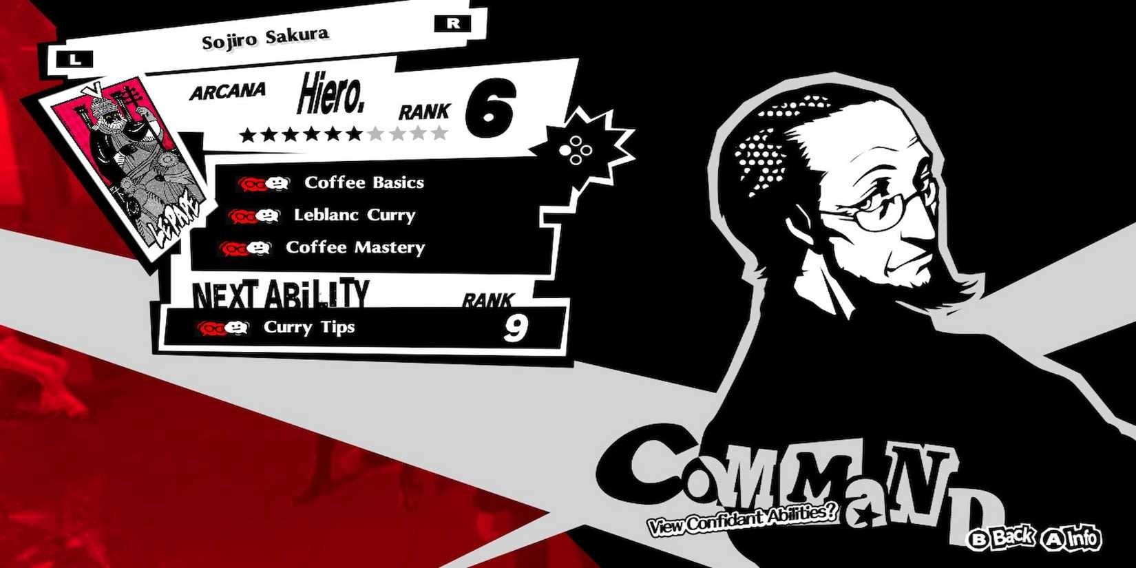 Sojiro's Confidant Menu 