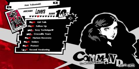 Ann's Confidant Menu 
