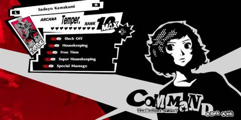 Kawakami's Confidant Menu 