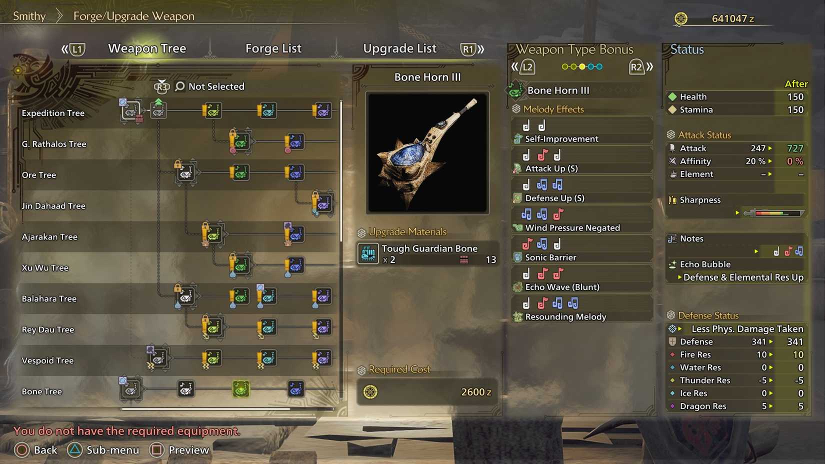 MH Wilds Bone Horn III stats