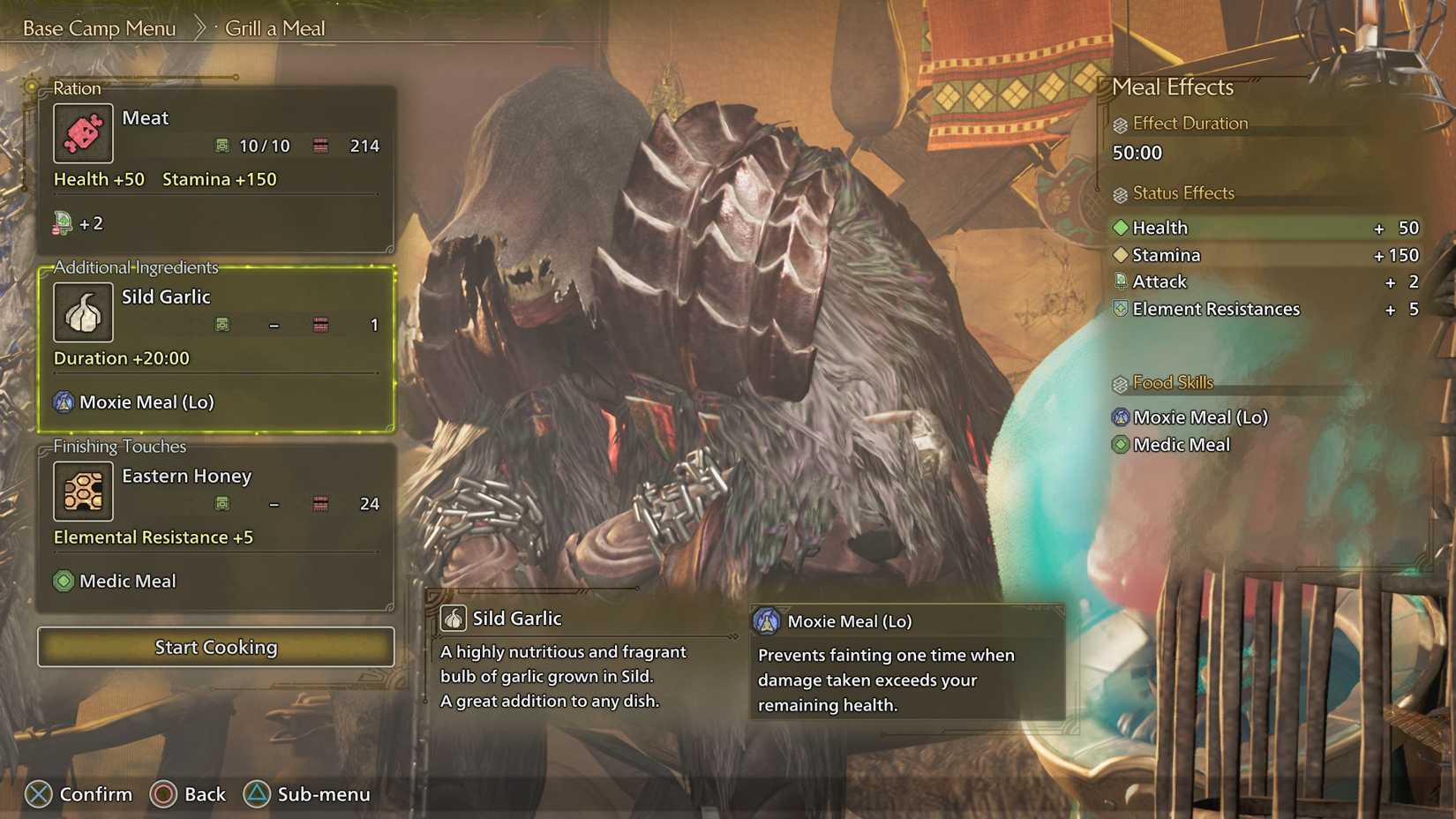 MH WIlds Sild Garlic Cooking