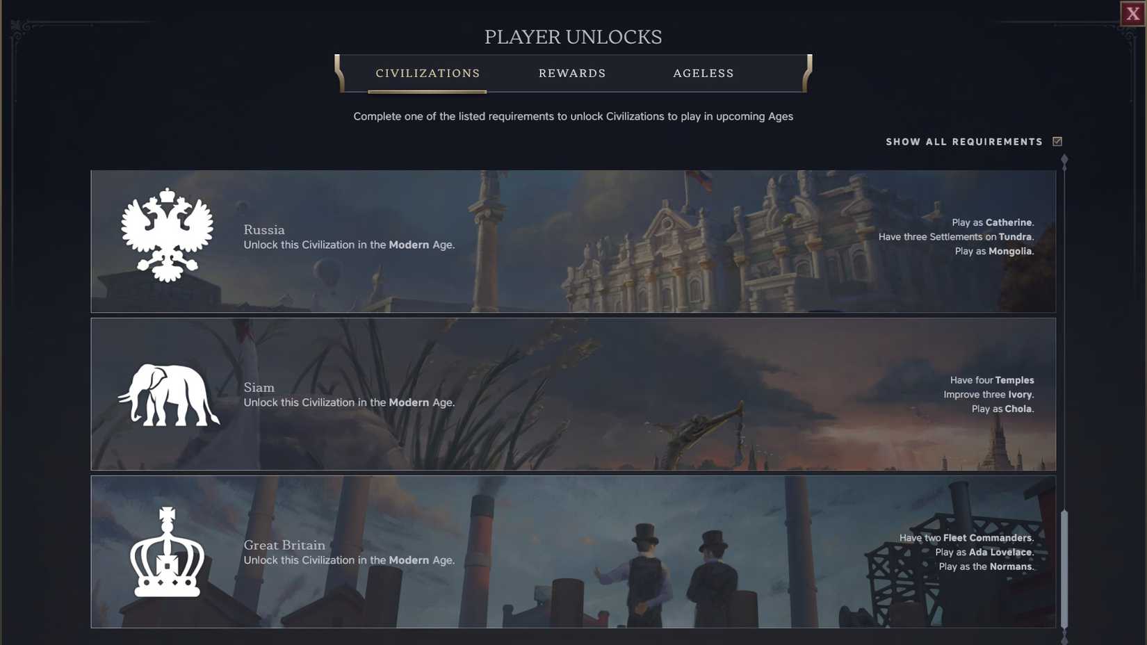 Civ 7_Great Britain_Unlock Requirements