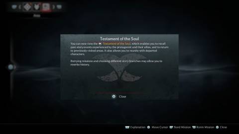 Rise of the Ronin Testament of the Soul tutorial message