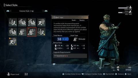 Rise of the Ronin Gikei-ryu style stats