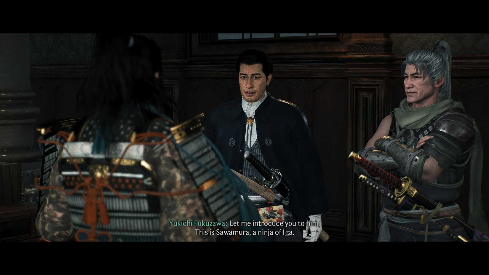 Sawamura's first appearance in Rise of the Ronin