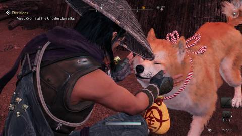 Petting a Pilgrim Dog in Rise of the Ronin