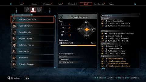 Max Bond level with Yasusuke Sawamura in Rise of the Ronin