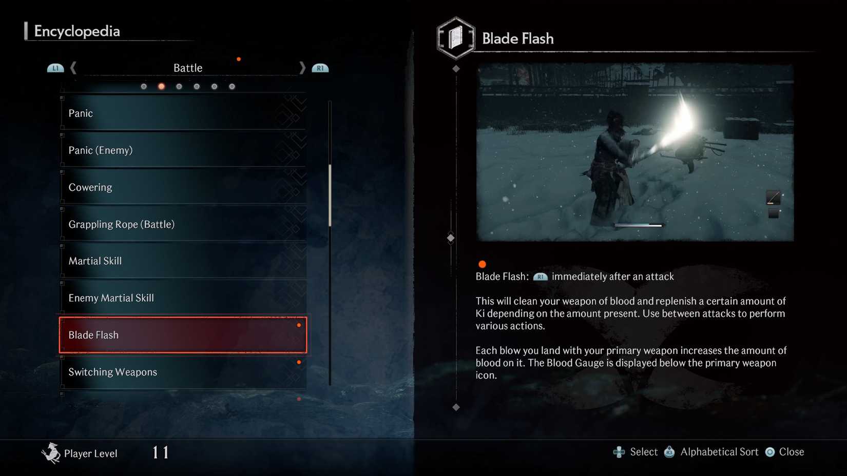 Rise of the Ronin Blade Flash Encyclopedia entry