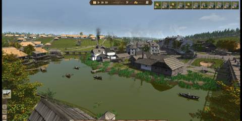 Villagers Fishing on Boats on a River in Ostriv