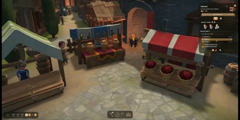 Two Market Stands Selling Resources in Foundation