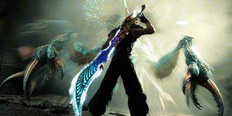 An image of Cloud Strife in the Zantetsuken weapon mod for Final Fantasy 7 Rebirth 