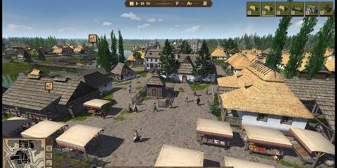 A Medium-Sized Village Center in Ostriv, With Villagers Walking Around