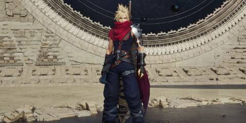 An image of Cloud Strife in the Kingdom Hearts outfit mod for Final Fantasy 7 Rebirth mod