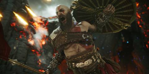 Kratos charging into battle in God Of War Ragnarok