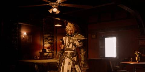 An image of Cloud Strife in the Saber style mod for Final Fantasy 7 Rebirth mod