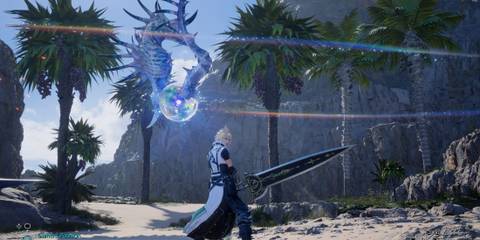 An image of Cloud Strife in the Saber style mod for Final Fantasy 7 Rebirth mod