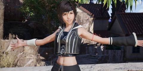 An image of Yuffie in the Yuffie Advent Children outfit mod for Final Fantasy 7 Rebirth