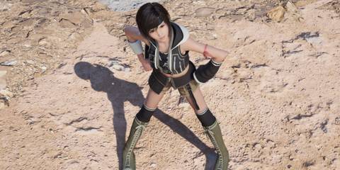 An image of Yuffie in the Yuffie Advent Children outfit mod for Final Fantasy 7 Rebirth