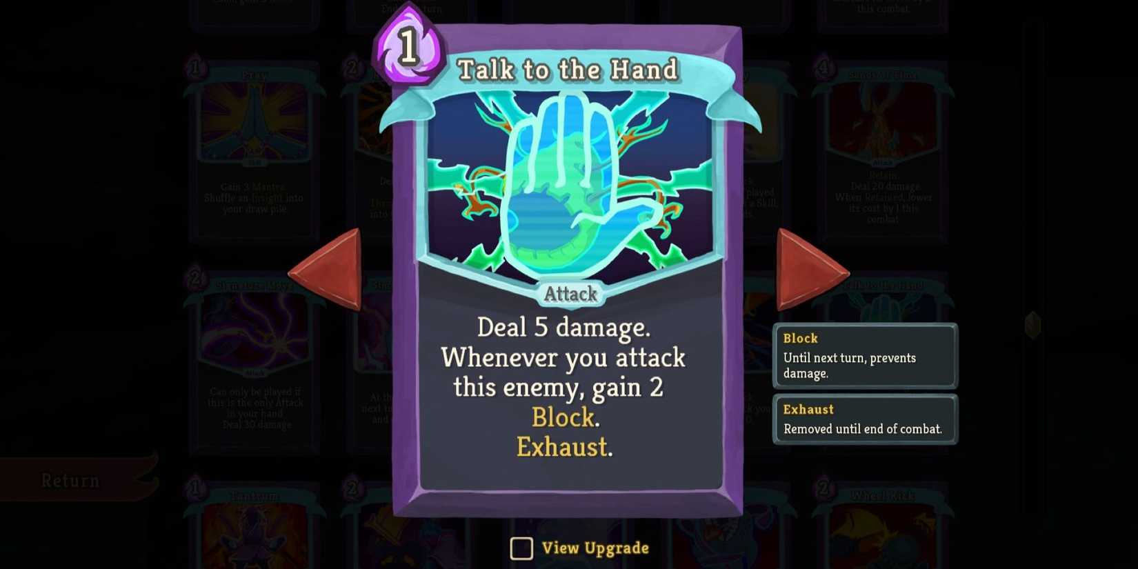 Talk to the hand purple card info