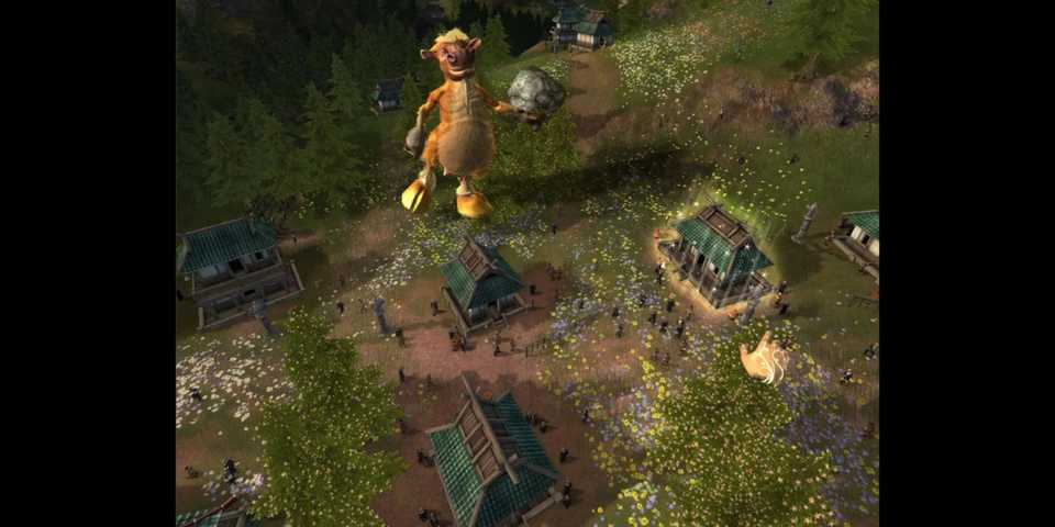 The Cow Creature From Black & White 2 Holding a Boulder