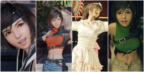 A collage of images of Yuffie from Final Fantasy 7 Rebirth from various mods (1)