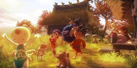 A cutscene in Sakuna Of Rice and Ruin