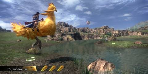 A Key Frame From Final Fantasy 13 Showing The Player Controlling A Chocobo Mounts In A Desolate Landscape